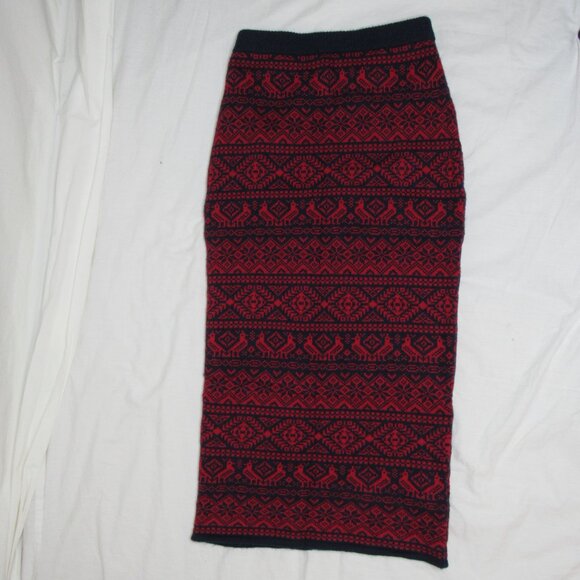 J. Crew Red PARTRIDGE Fair Isle Sweater Knit Midi Skirt Women's XXS XXS New NWT - Picture 6 of 9